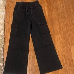 Black Cargo Pants with Drawstring Waist